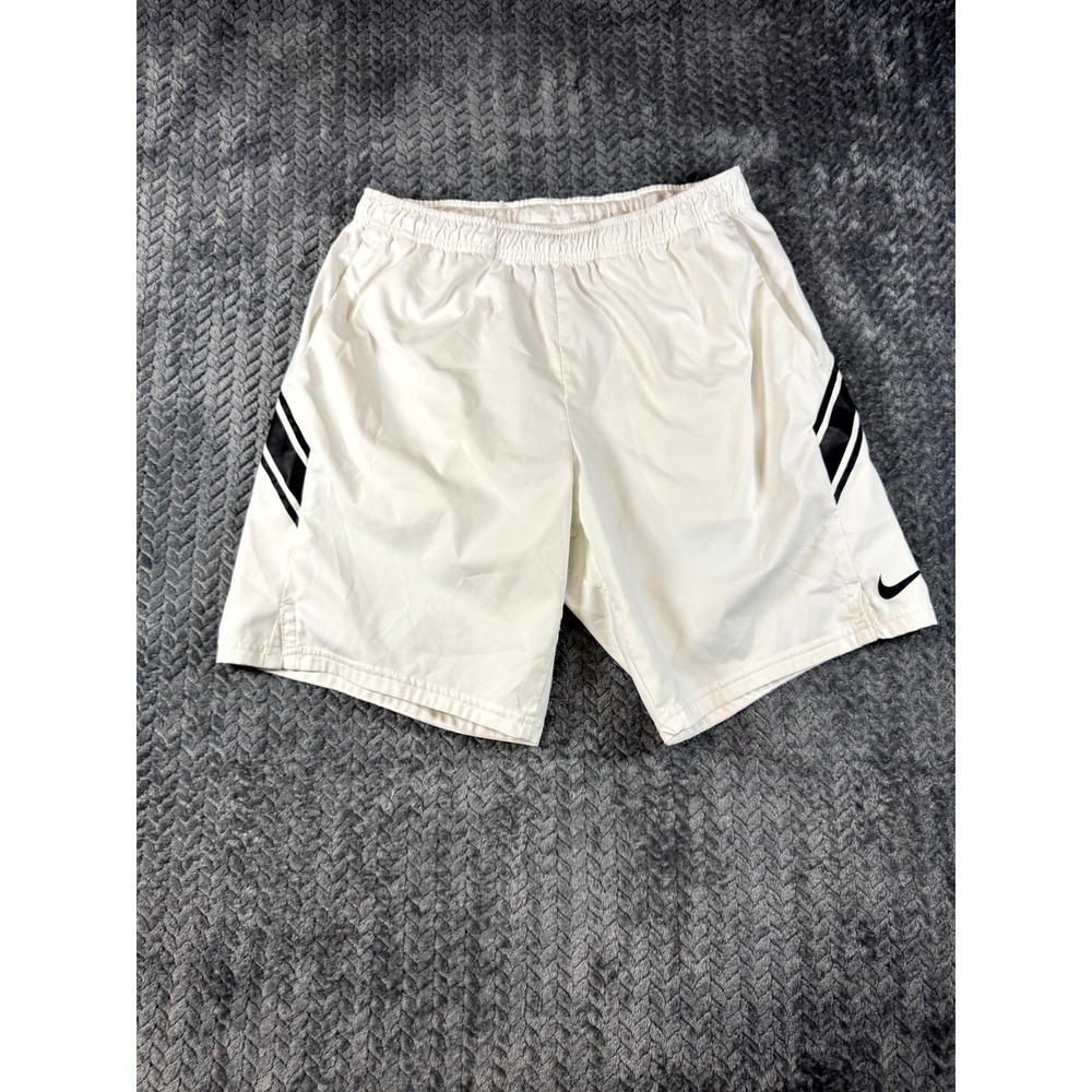 Nike Court Standard Dri FIT Tennis Shorts Mens Large White 9" Inseam Swoosh Logo
